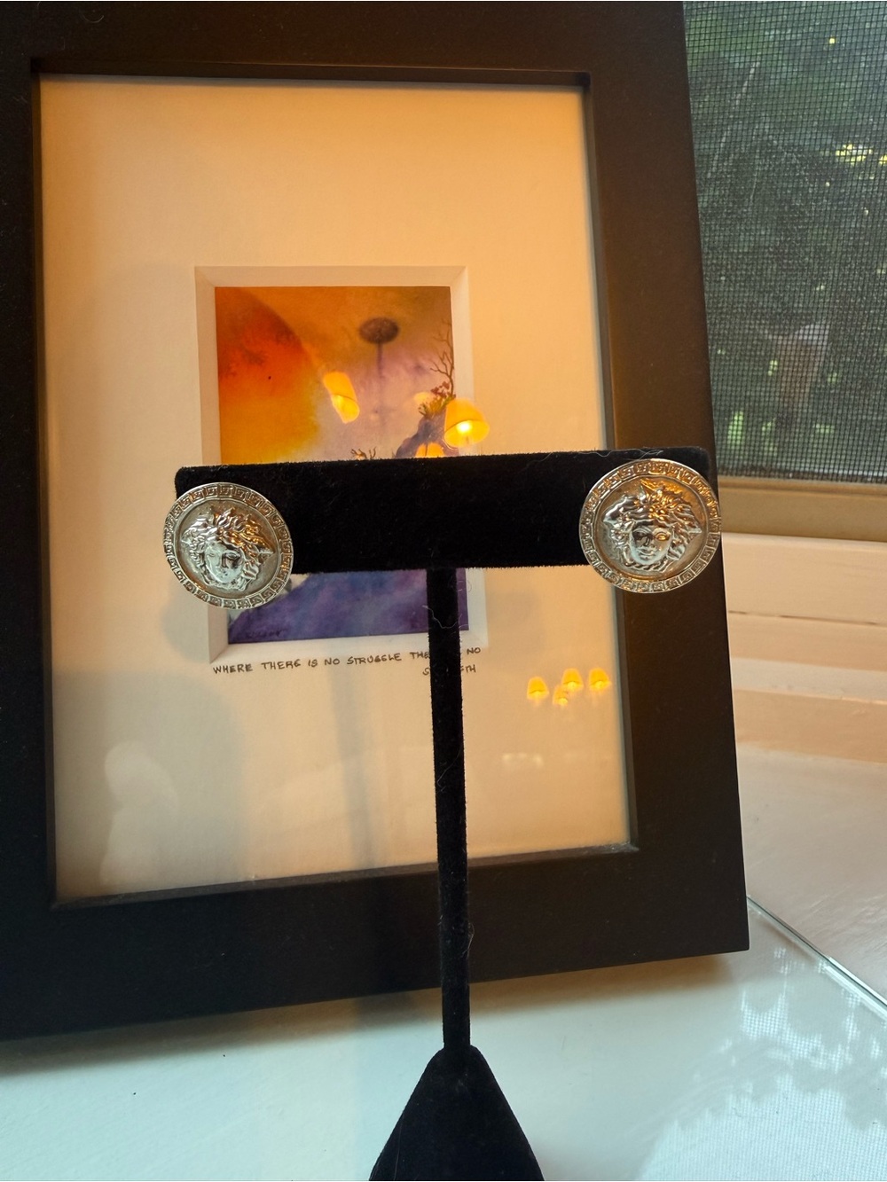 Vintage Versace Silver Medusa Pierced Earrings